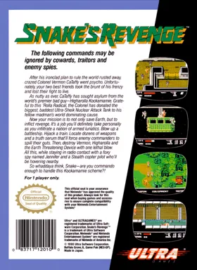 Snake's Revenge (USA) box cover back